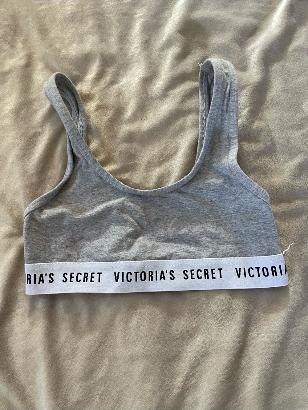 Victoria's Secret Grey Logo Elastic Bralette with White Band